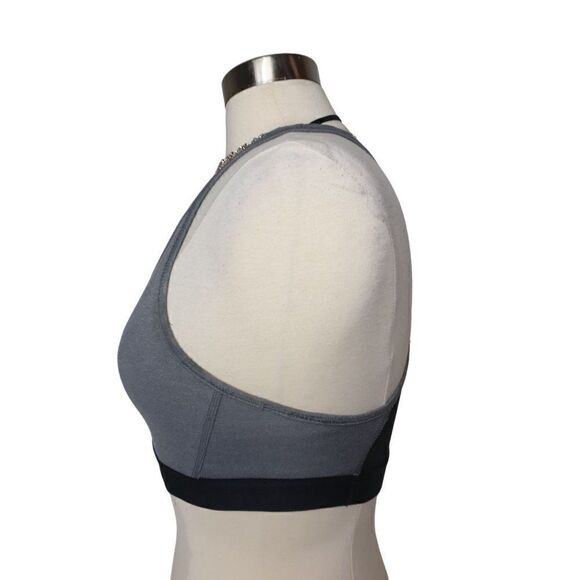 Adidas Sports Bra Medium Don't Rest Alphaskin Mid Racerback Logo Grey Black - Picture 6 of 8